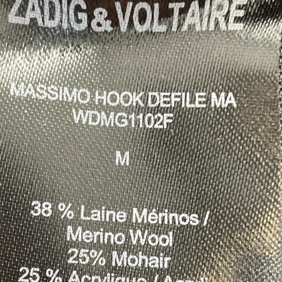 ZADIG & VOLTAIRE DELUXE BLACK MASSIMO HOOK DEFILE SWEATER - Picture 5 of 5
